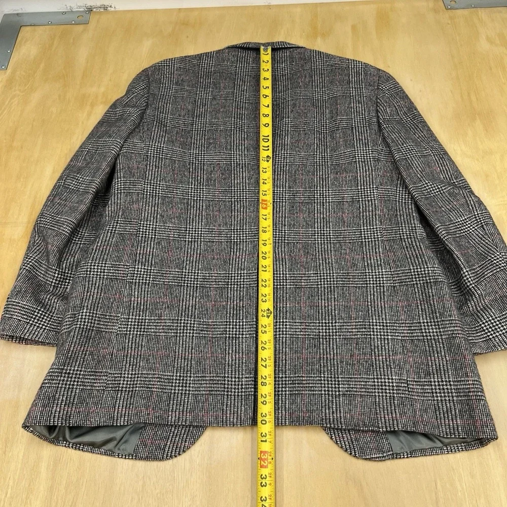 Vintage Nordstrom Camel‎ Hair Blazer Mens 40R Classic Fit Beige/Black/Red Plaid
